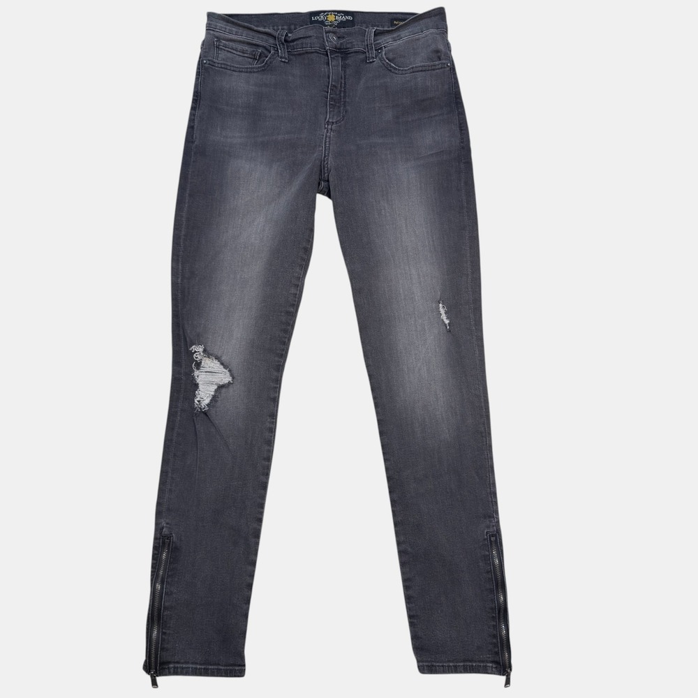 Lucky Brand Brooke Legging Jeans 12/31 Womens‎ Distressed Ankle Zip Gray